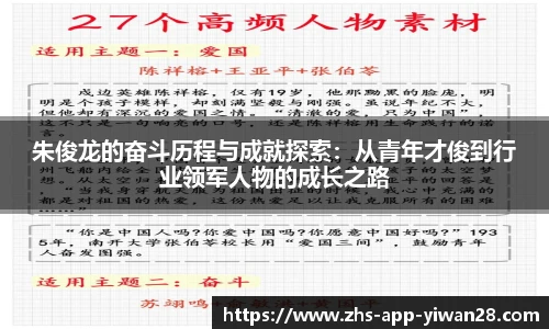 朱俊龙的奋斗历程与成就探索：从青年才俊到行业领军人物的成长之路
